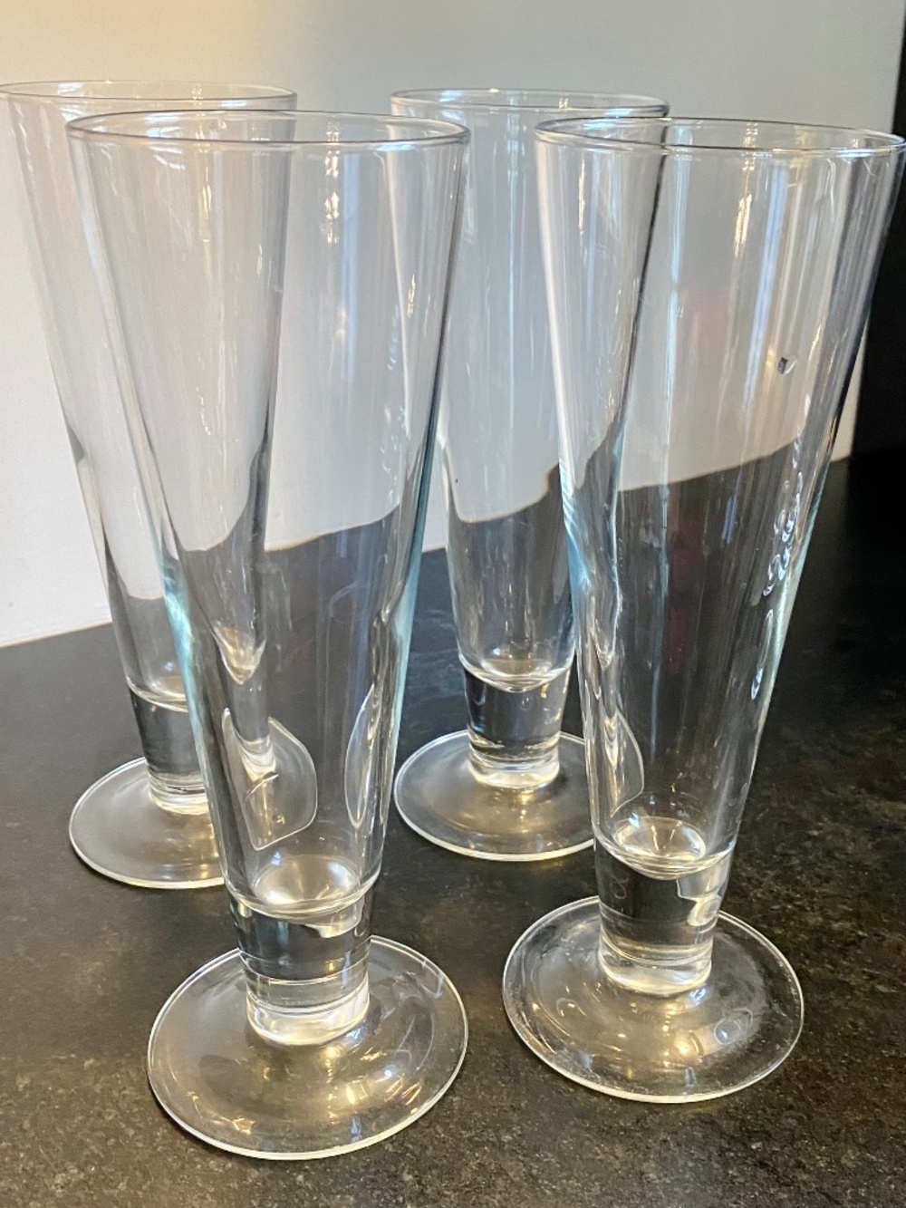 Pilsener Beer Glasses. Traditional Barware. Clear Glass.